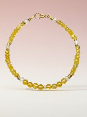 Handmade Citrine and Moonstone Gold Filled Bracelet